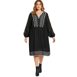 Time And Tru Womens Sz XXL Sz 20 Bohemian Boho Peasant Sheer Tribal Embroidered